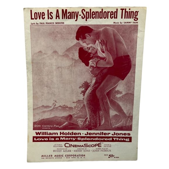 Piano Sheet Music Love is a Many Splendored Thing William Holden Jennifer Jones - Picture 1 of 4